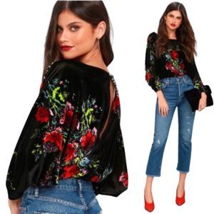 Free People Velvet Slouchy Babe Bodysuit Floral Size Medium